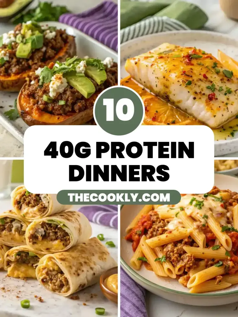 10 40g protein dinners: sweet potato boats, halibut, quesarito and turkey pasta