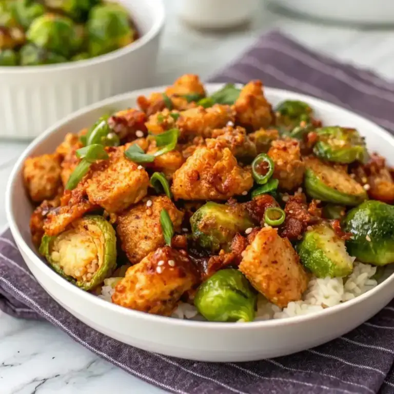 Air Fryer Sweet Chili Chicken Brussels - easy high protein recipe