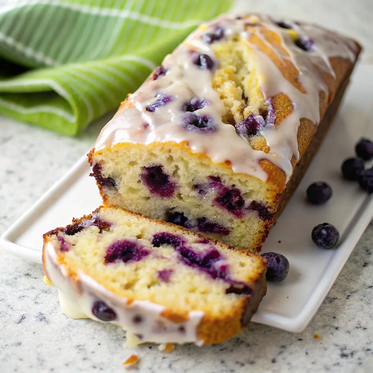 Blueberry Bread with Lemon Glaze - easy high protein recipe