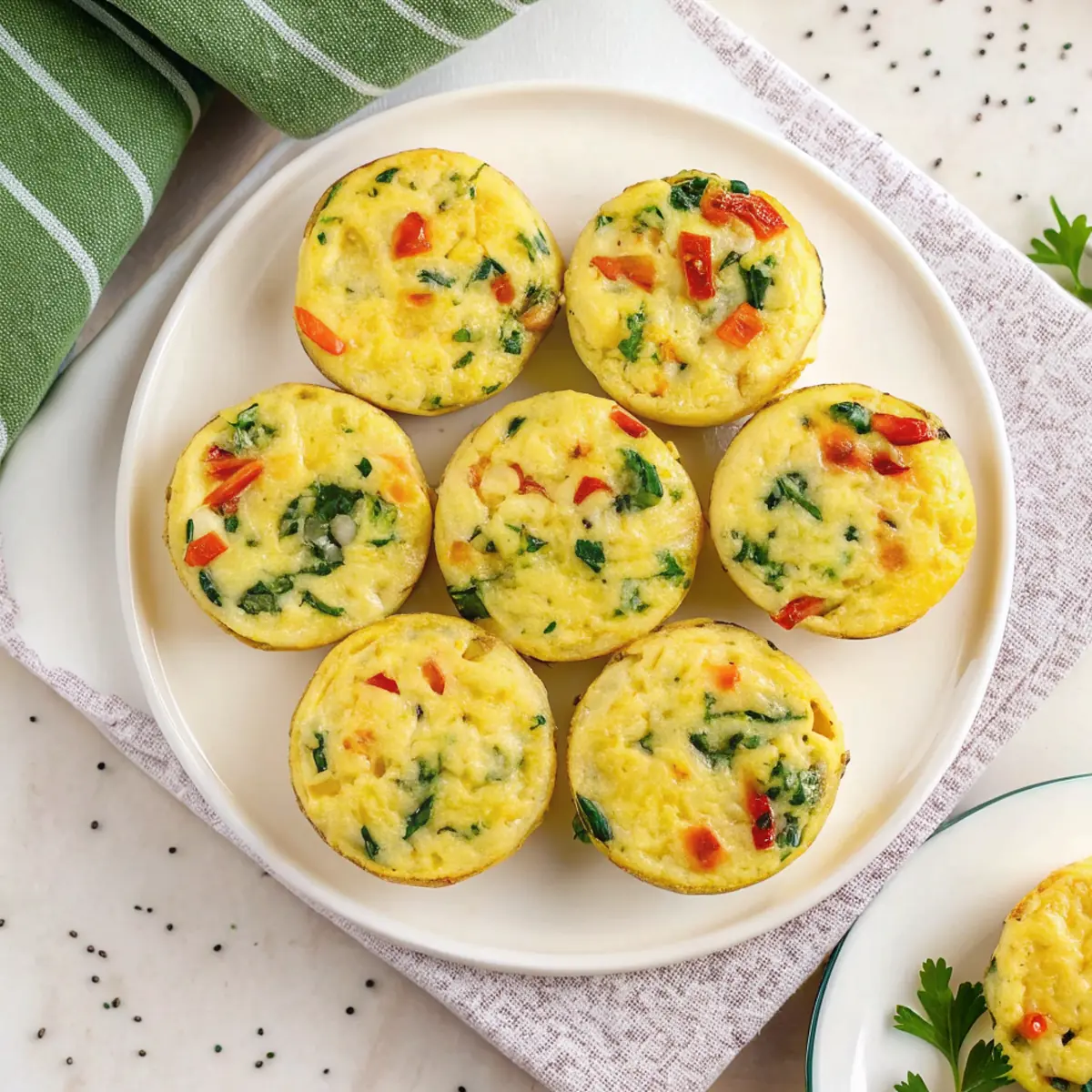 Cheesy cottage cheese egg bites in a muffin pan, a high protein breakfast recipe