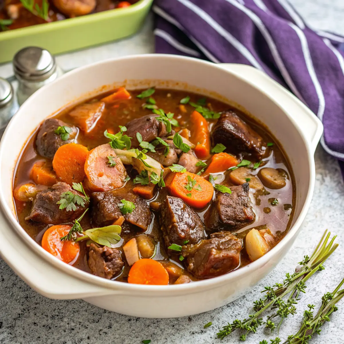 Classic Beef Bourguignon Stew Recipe - easy high protein recipe
