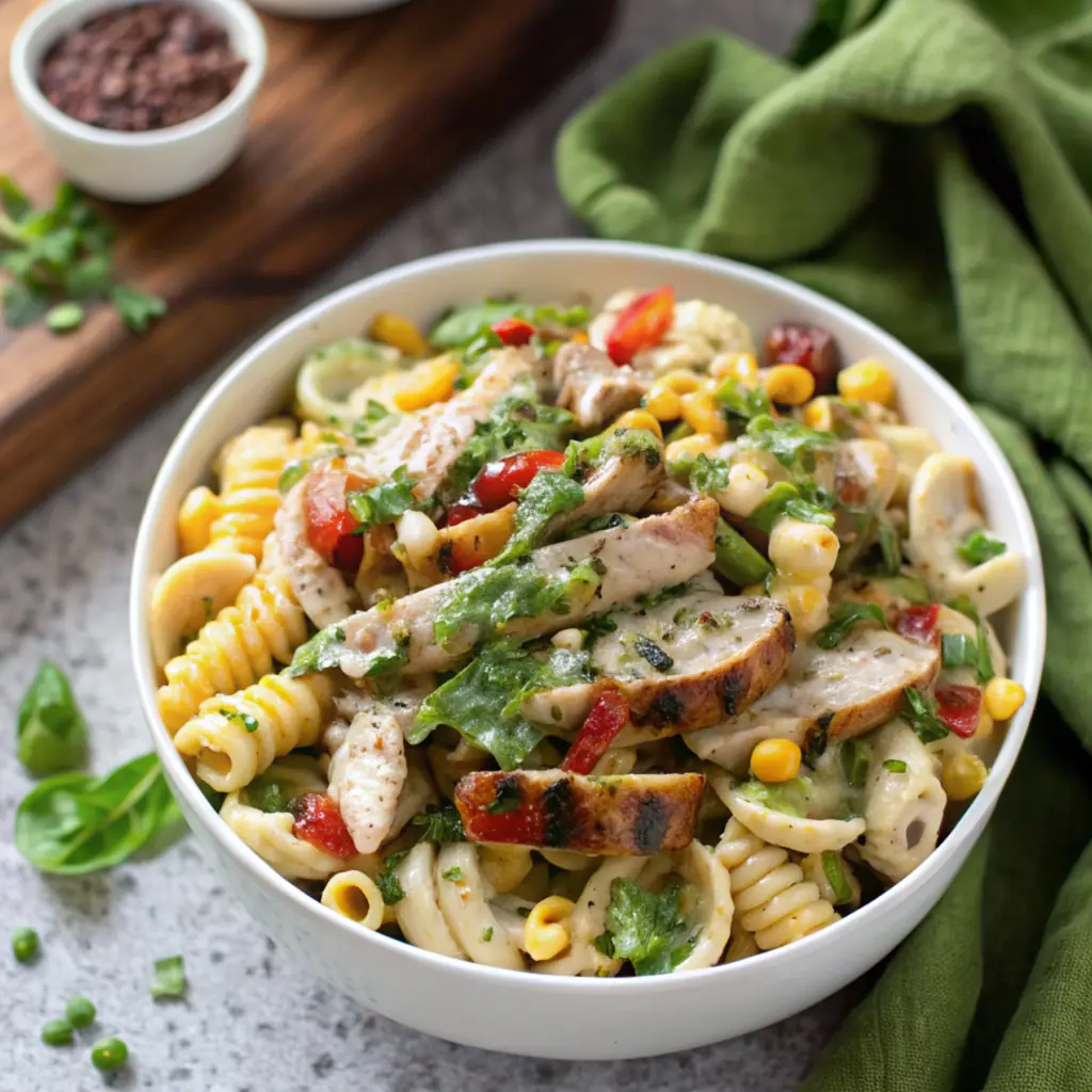 Creamy Chicken Corn Pasta Salad recipe
