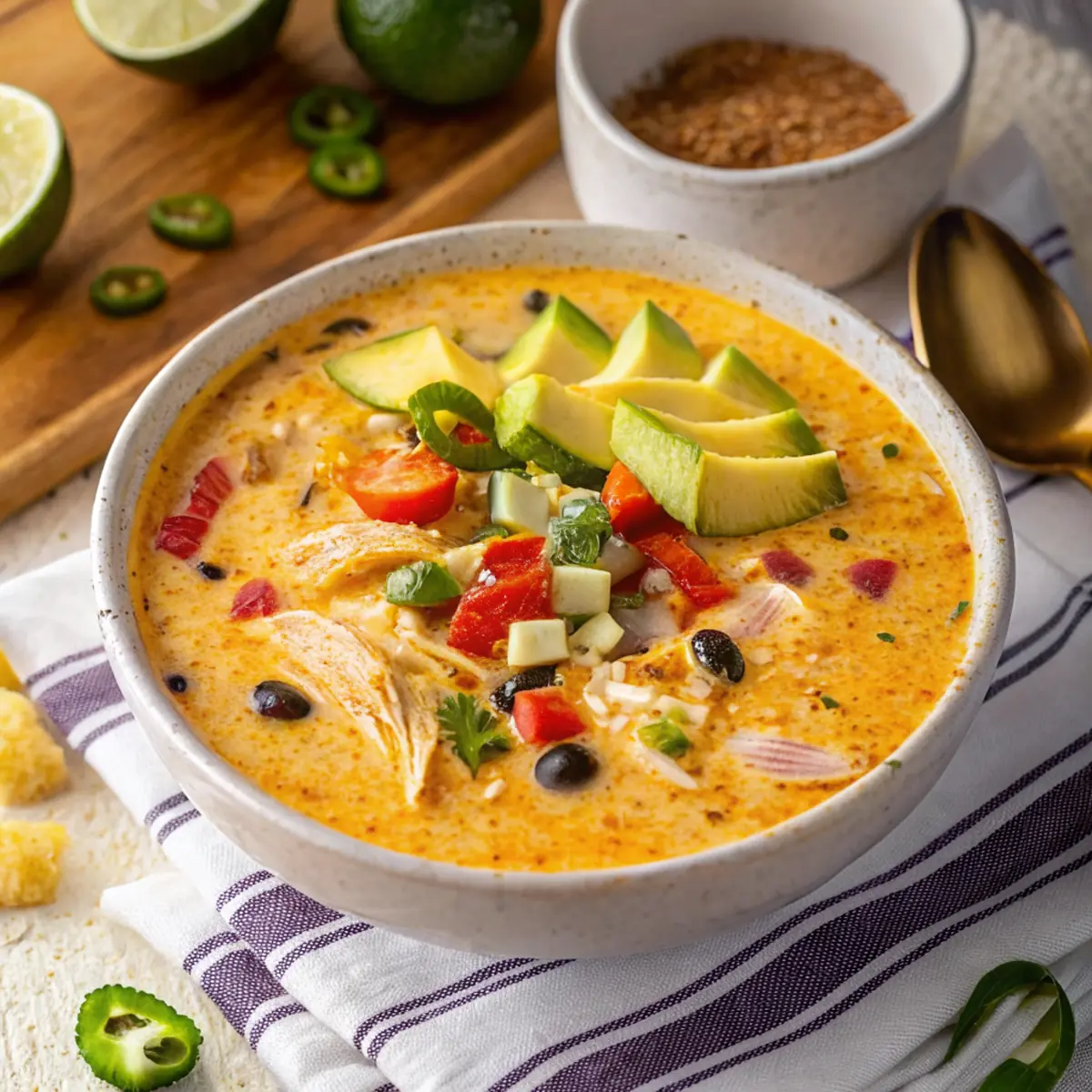 Creamy Chicken Enchilada Soup Delight - easy high protein recipe