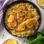 Creamy Chicken Piccata with Orzo - easy high protein recipe