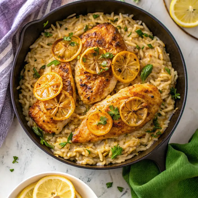 Creamy Chicken Piccata with Orzo - easy high protein recipe