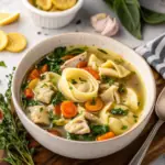 Creamy Chicken Tortellini Soup Delight - easy high protein recipe