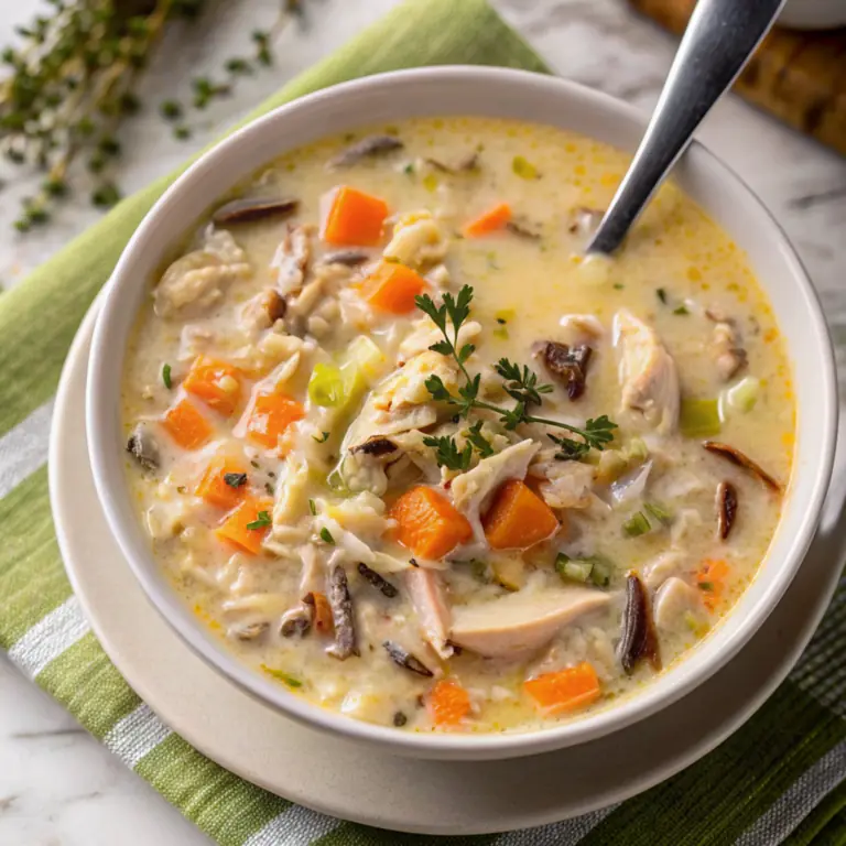 Creamy Chicken Wild Rice Soup - easy high protein recipe