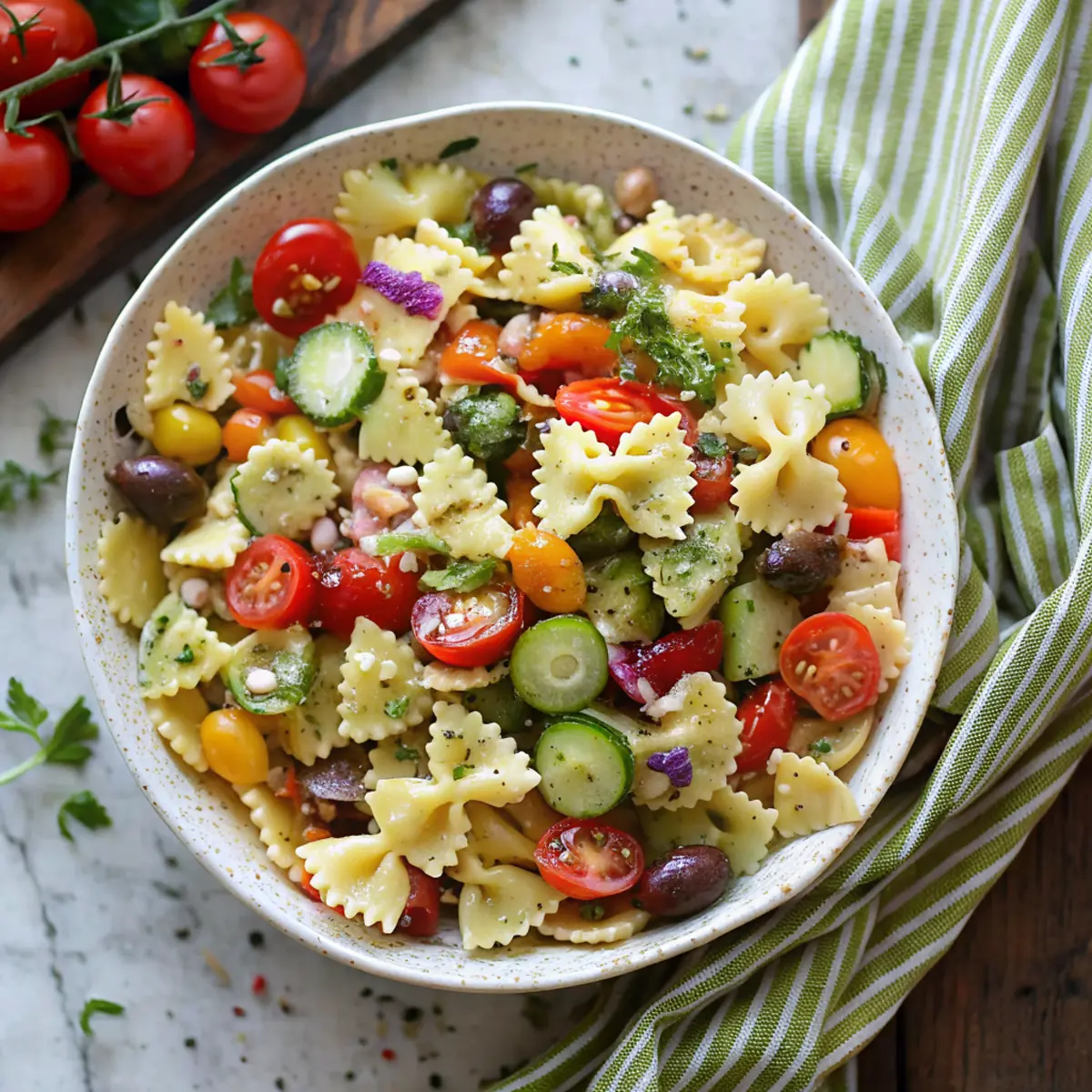 Creamy Feta Pasta Salad Delight - easy high protein recipe