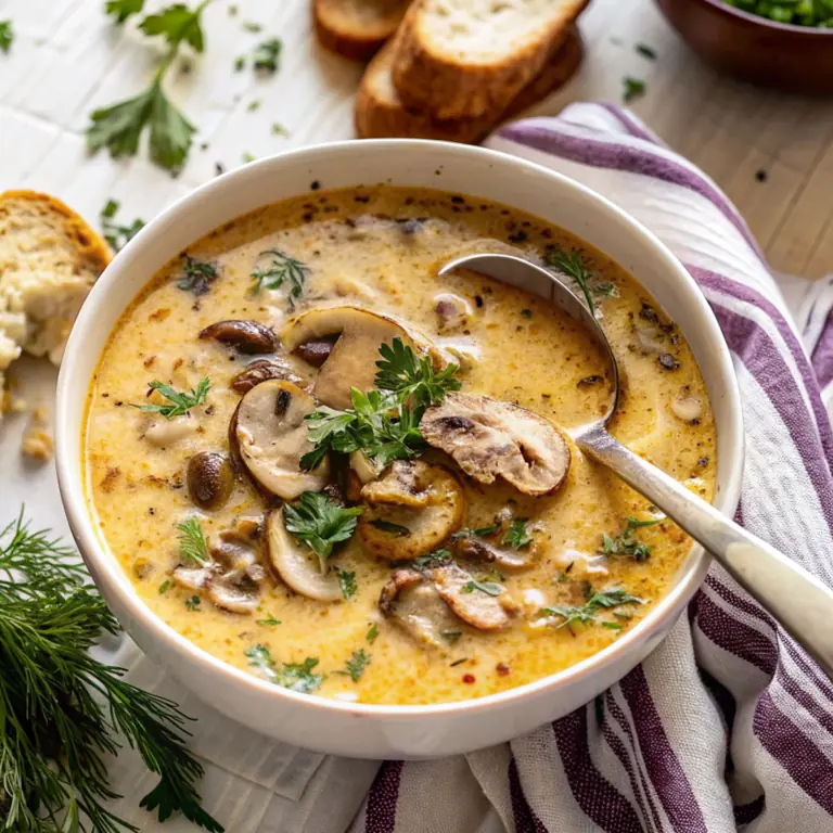 Creamy Hungarian Mushroom Soup - easy high protein recipe