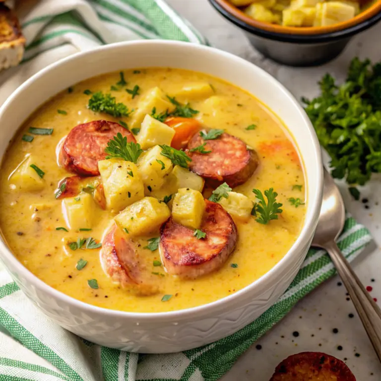 Creamy Kielbasa Potato Soup - easy high protein recipe
