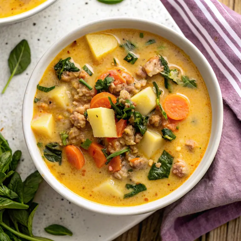 Creamy Sausage Potato Soup Recipe - easy high protein recipe