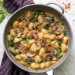 Creamy Spinach Mushroom Gnocchi Recipe - easy high protein recipe