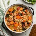Creamy Tuscan White Bean Soup - easy high protein recipe