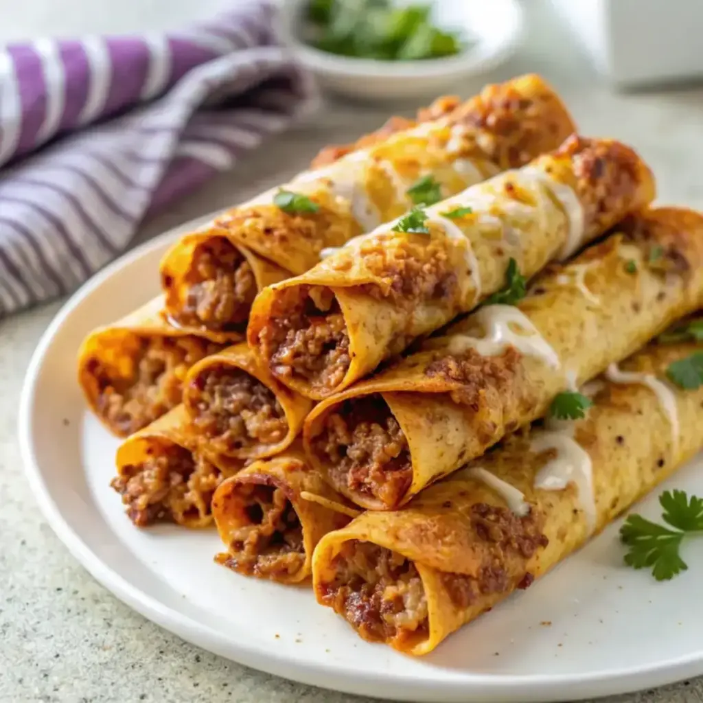 Crispy Cheesy Beef Taquitos, one of the high protein tacos and wraps on our list