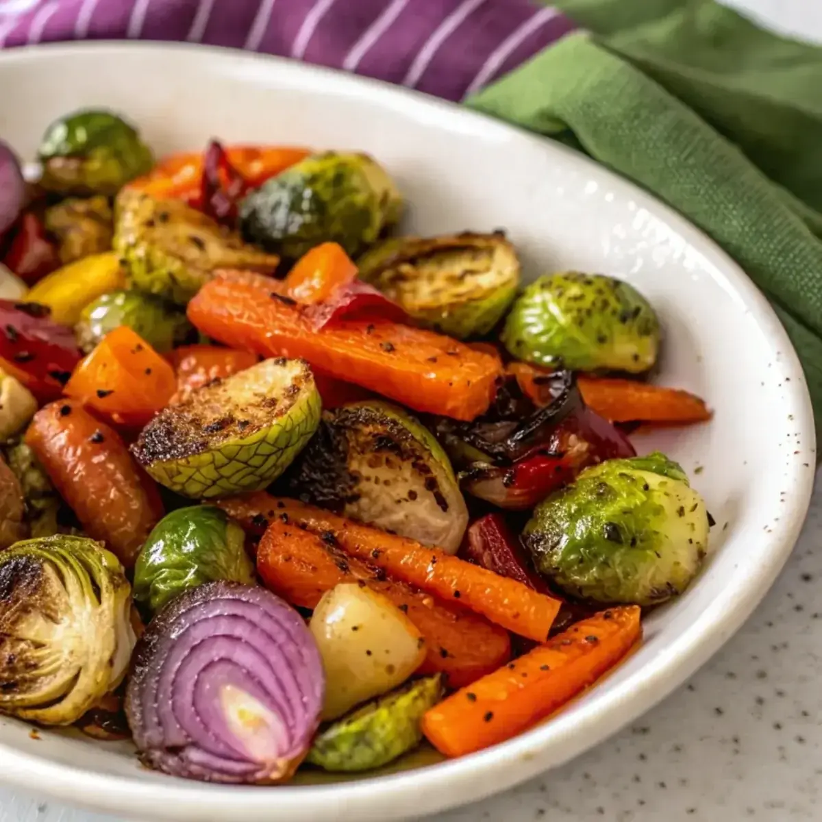 Delish Balsamic Glazed Roasted Veggies - easy high protein recipe