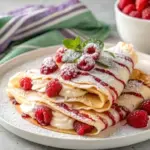 Delish Raspberry Vanilla Cream Crepes - easy high protein recipe