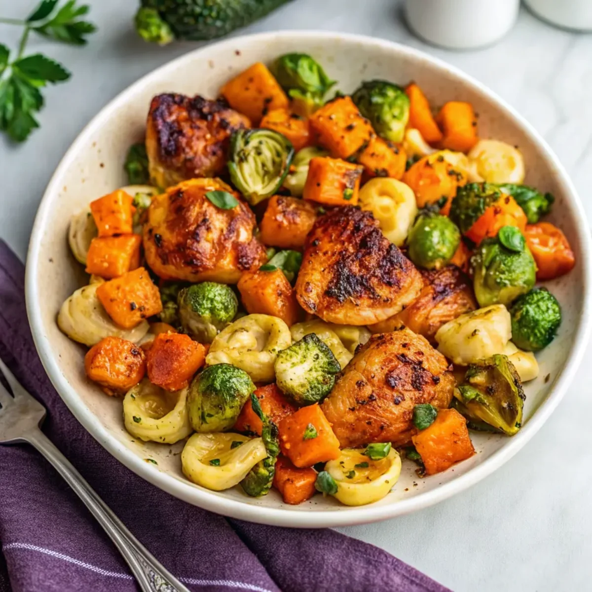 Easy Autumn Chicken Dinner with Veggies - easy high protein recipe