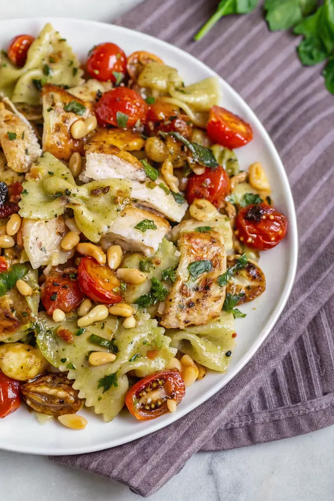 Easy Chicken Pesto Pasta Delight, one of our 30g protein dinners