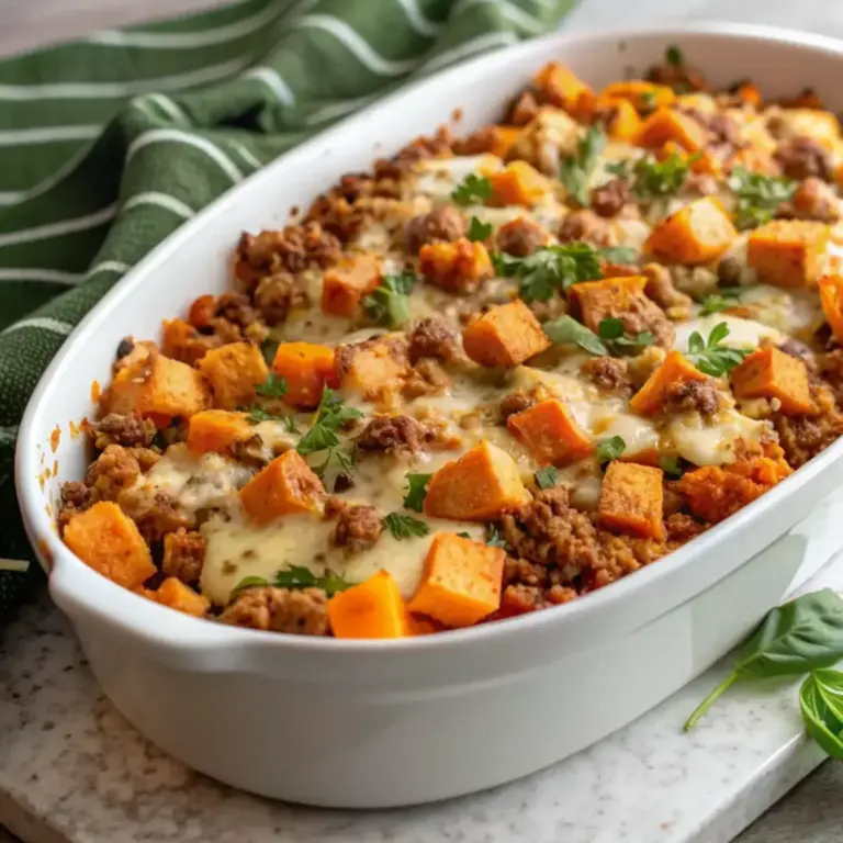Easy Ground Turkey Sweet Potato Bake - easy high protein recipe