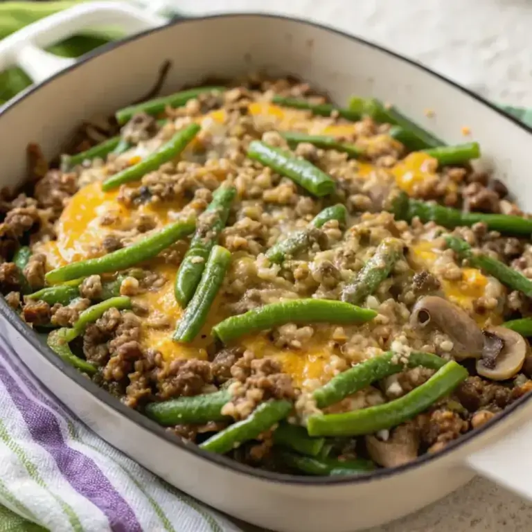 Easy Hamburger Green Bean Casserole - easy high protein recipe