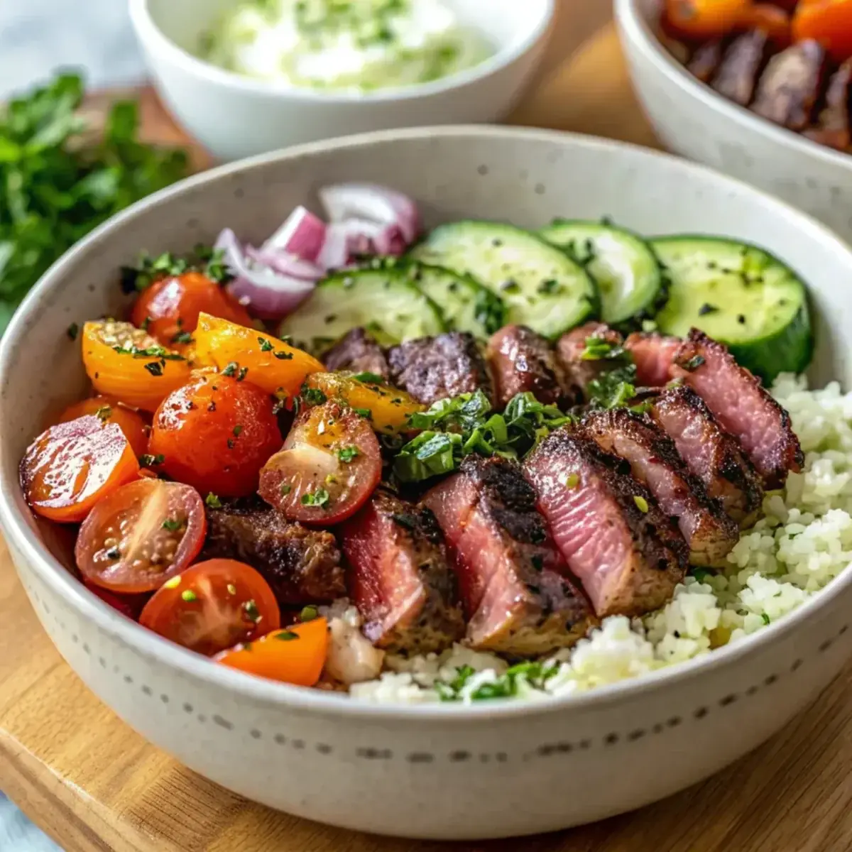 Easy Mediterranean Steak Bowls - easy high protein recipe