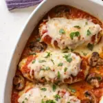 Easy Mozzarella Chicken with Mushrooms - easy high protein recipe