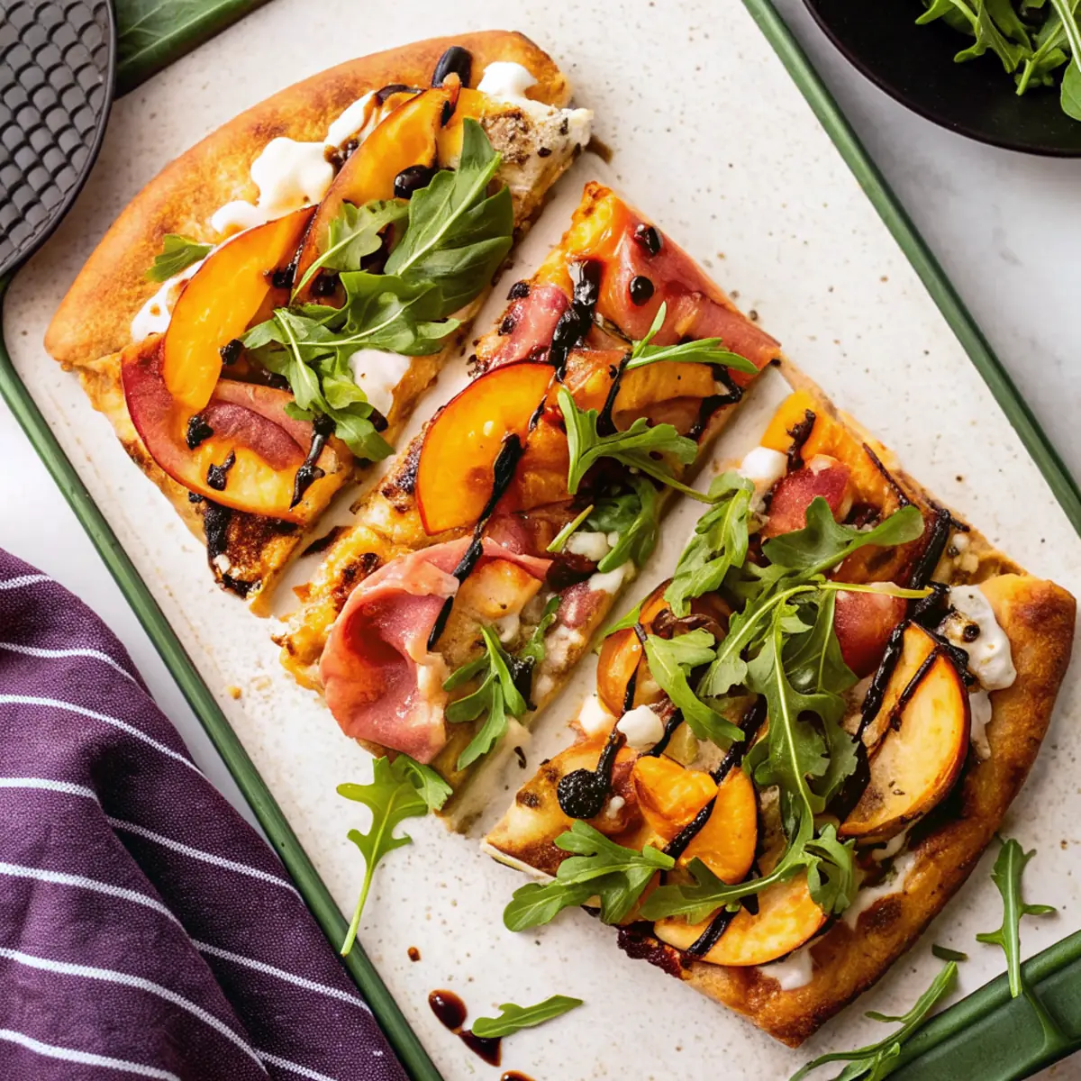 Easy Peach and Ricotta Flatbread - easy high protein recipe
