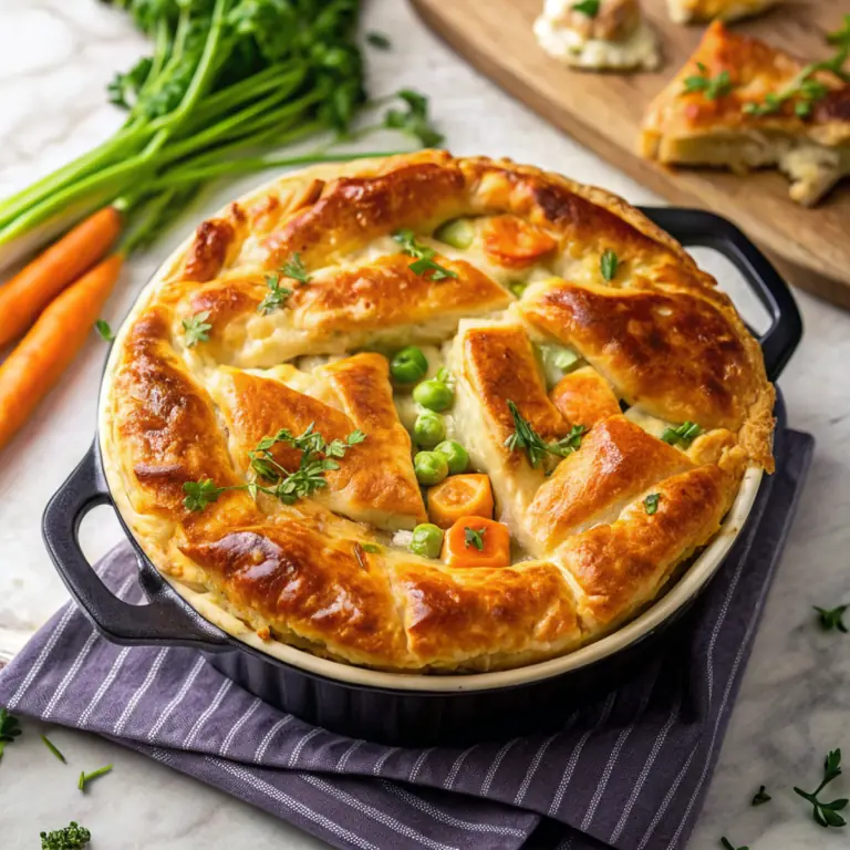 Easy Puff Pastry Chicken Pot Pie - easy high protein recipe