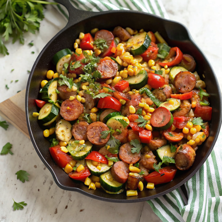 Easy Sausage and Veggies Skillet - easy high protein recipe