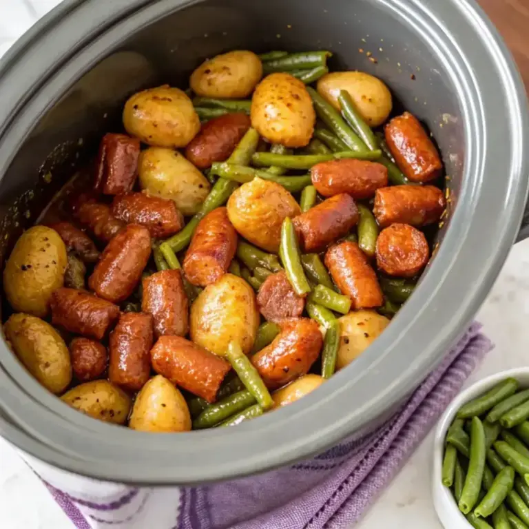Easy Slow Cooker Potatoes and Lil Smokies - easy high protein recipe