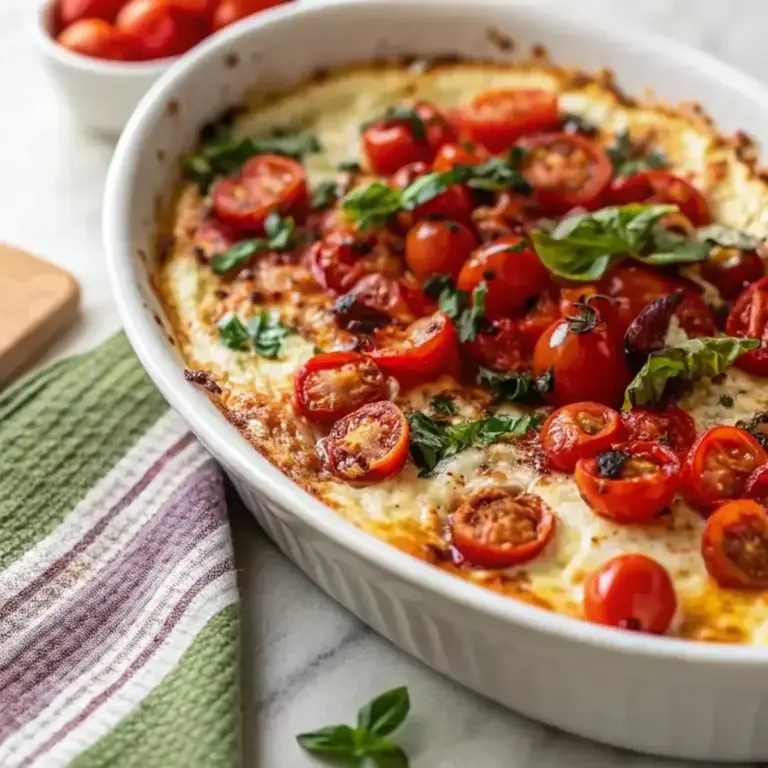 Easy Three Cheese Tomato Bruschetta Dip - easy high protein recipe
