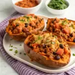 Easy Turkey Stuffed Sweet Potatoes - easy high protein recipe