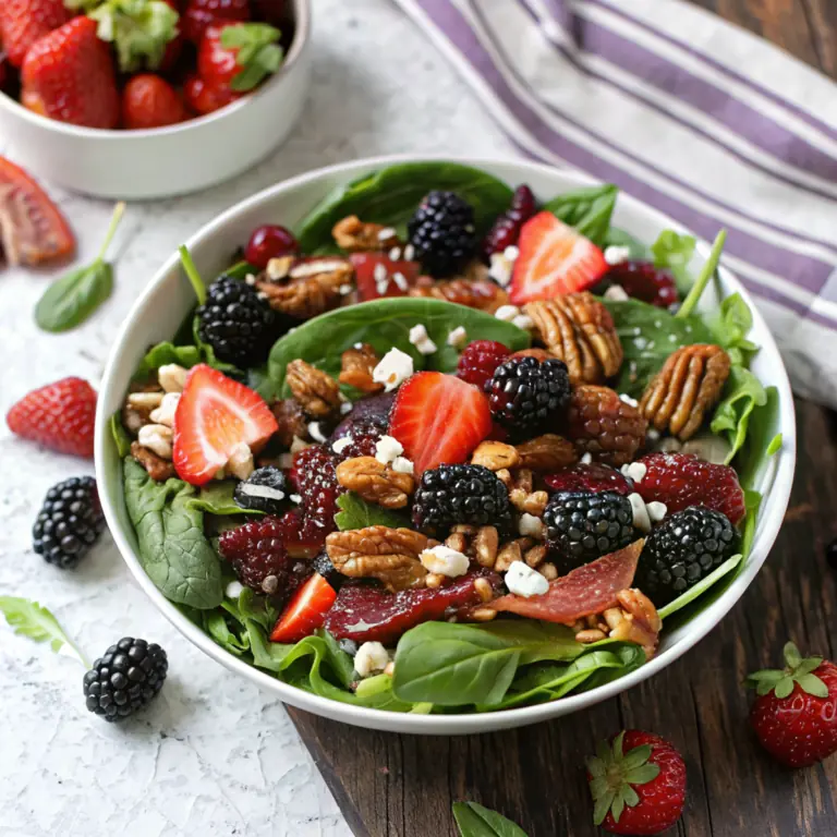 Fresh Berry Spinach Salad Delight - easy high protein recipe
