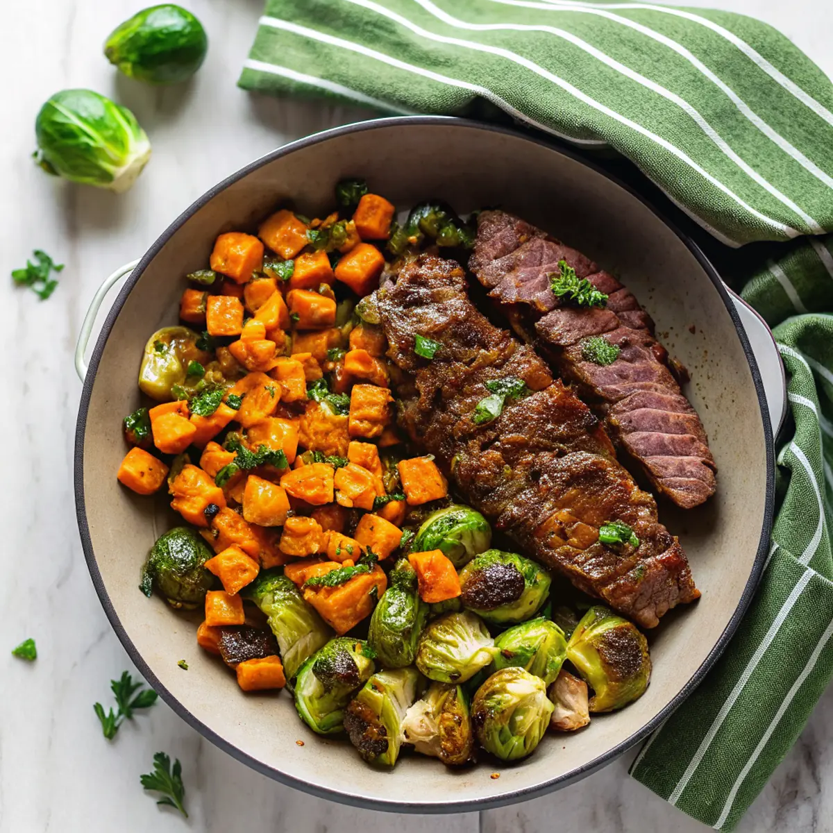 Garlic Butter Steak with Veggies - easy high protein recipe