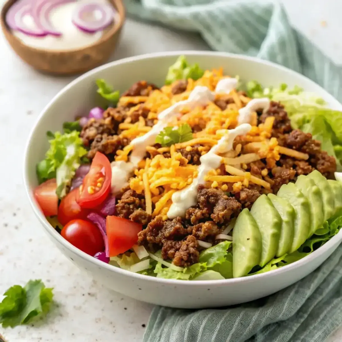High Protein Cheeseburger Bowl - easy high protein recipe
