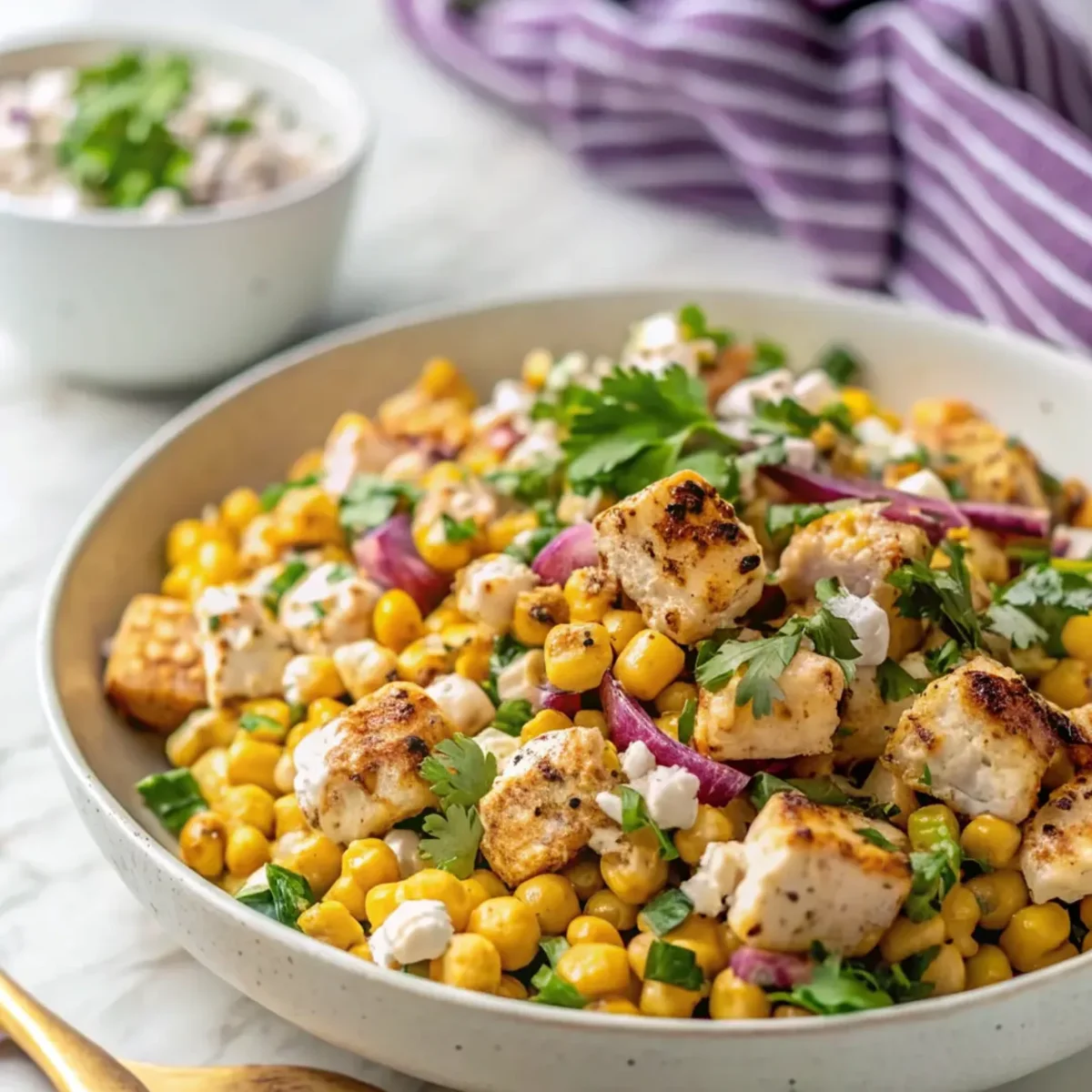 High Protein Chicken Street Corn Salad - easy high protein recipe