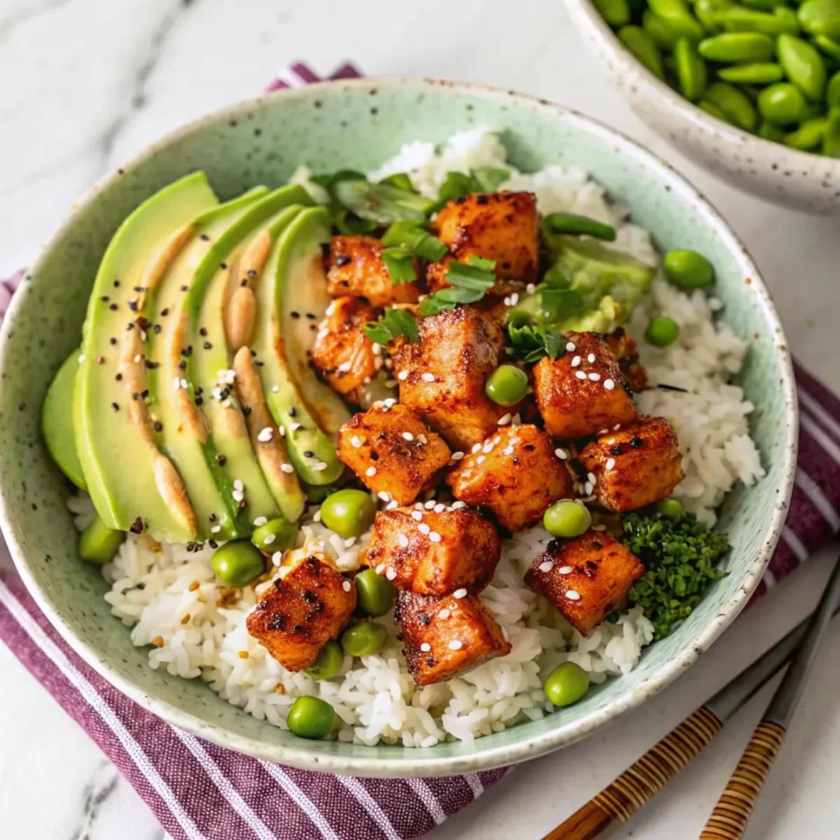 Honey Sriracha Salmon Bowls - easy high protein recipe