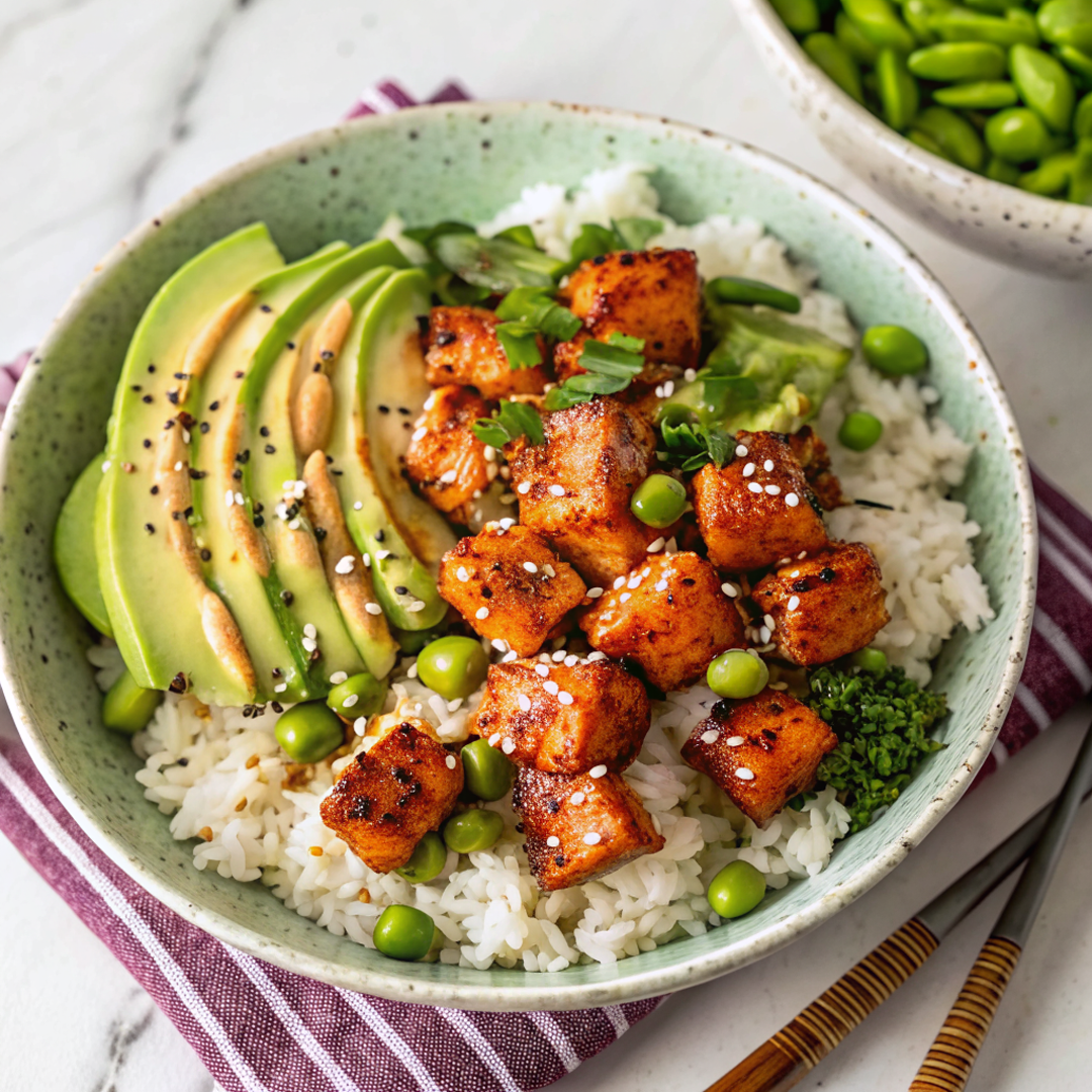 Honey Sriracha Salmon Bowls image1