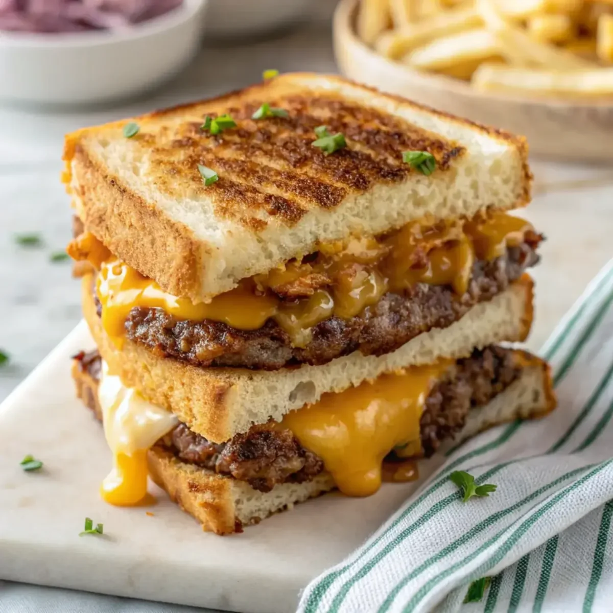 Juicy Grilled Cheese Burger Sandwich - easy high protein recipe