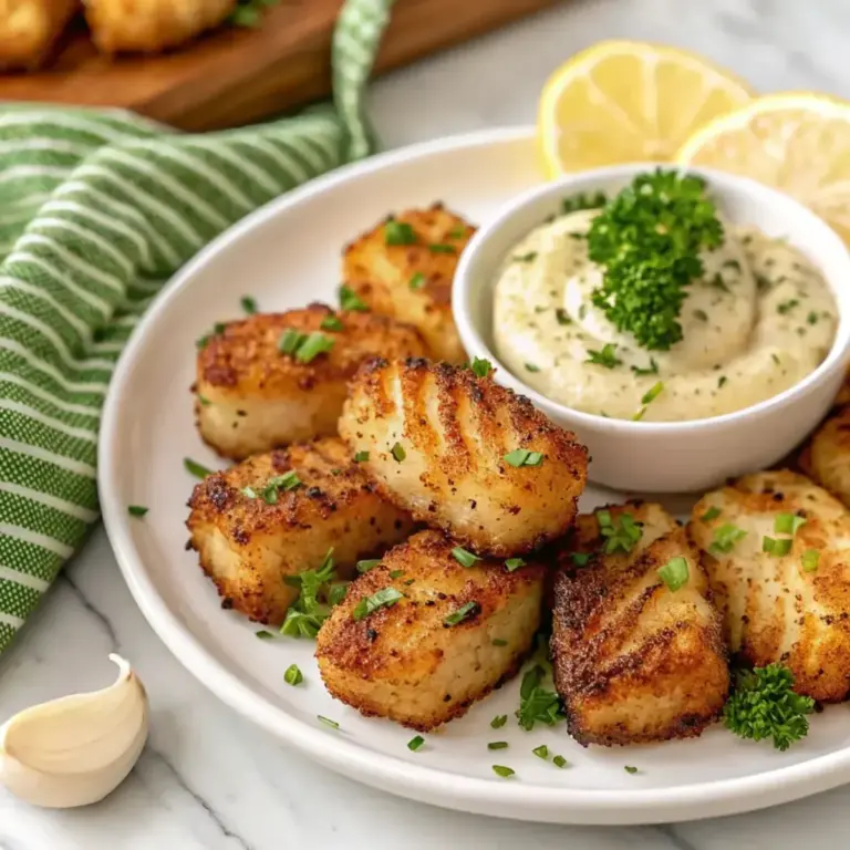 Lemon Butter Fish Bites with Aioli - easy high protein recipe
