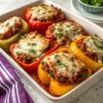 Low Carb Lasagna Stuffed Peppers - easy high protein recipe