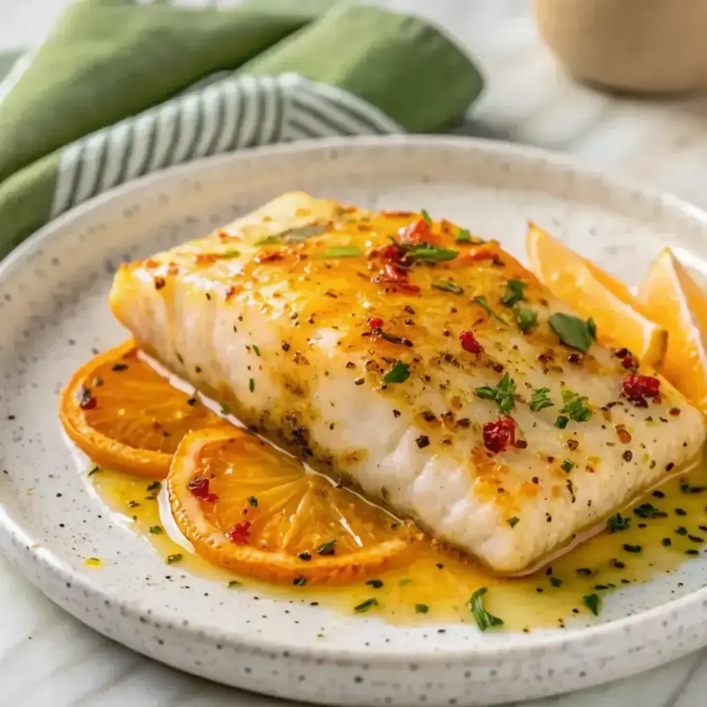 Orange Dijon Grilled Halibut, one of the quick high protein dinners on our list