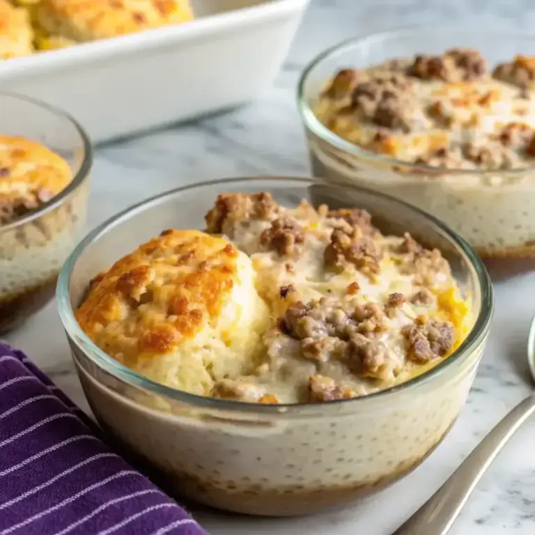 Protein Packed Biscuits and Gravy Breakfast Bowl - easy high protein recipe