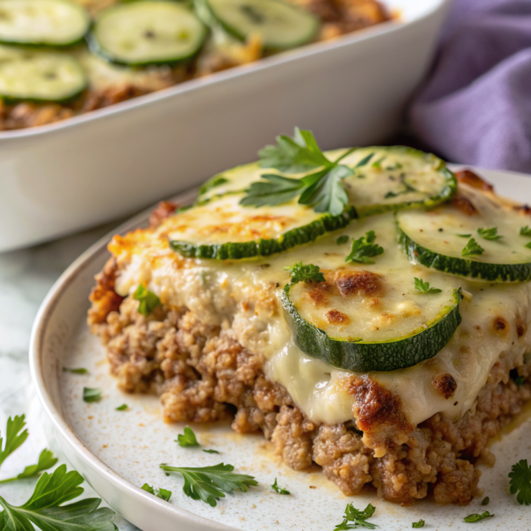 Simple Low Carb Turkey Zucchini Casserole image1