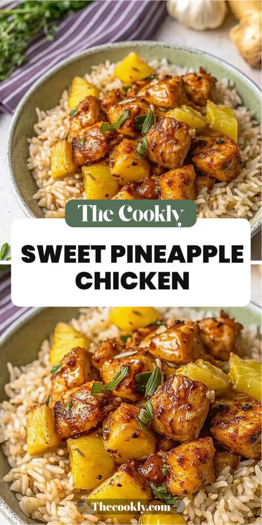 Sweet Pineapple Chicken Rice with Fluffy Rice and Juicy Pineapple