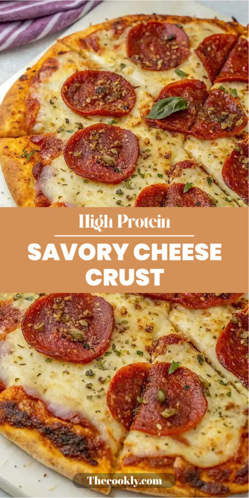 Savory High Protein Pizza with a Cheese Crust