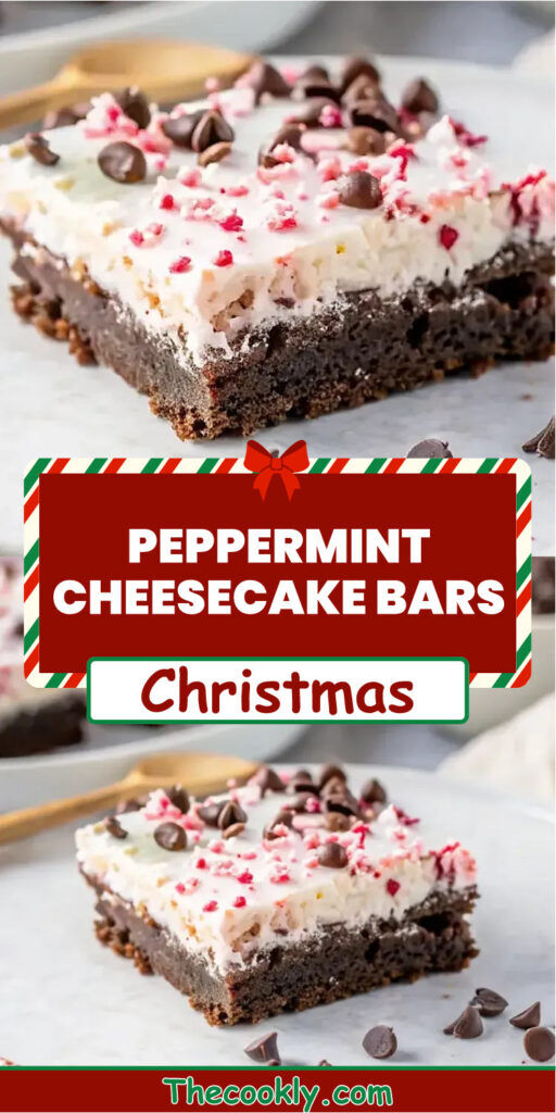 Peppermint Brownie Cheesecake Bars with Creamy Peppermint Layer