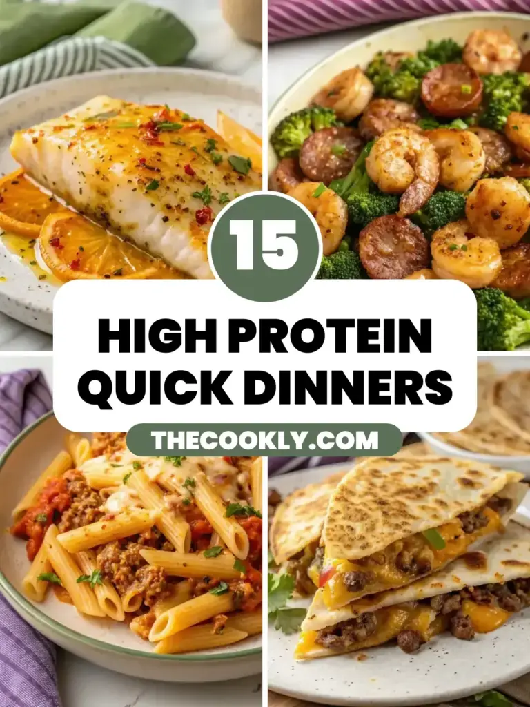 15 quick high protein dinners: halibut, shrimp and sausage, turkey pasta and smashburger quesadillas